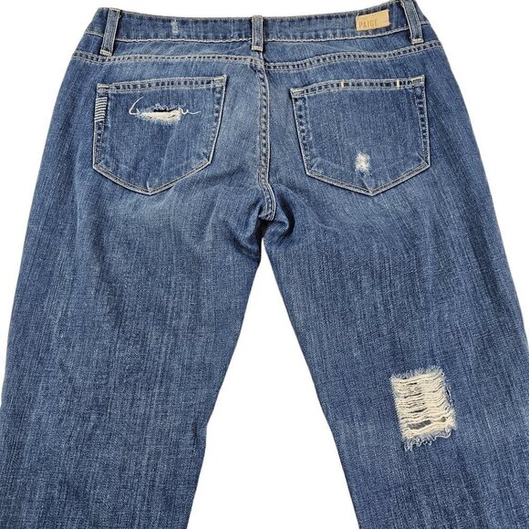 Paige Jimmy Jimmy Skinny Distressed Raw Cut-Off Hem Low Rise Blue Jeans Size 25 - Picture 5 of 16